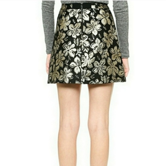 Alice + Olivia mini Black & Gold Jacquard Mini Skirt - Picture 2 of 9